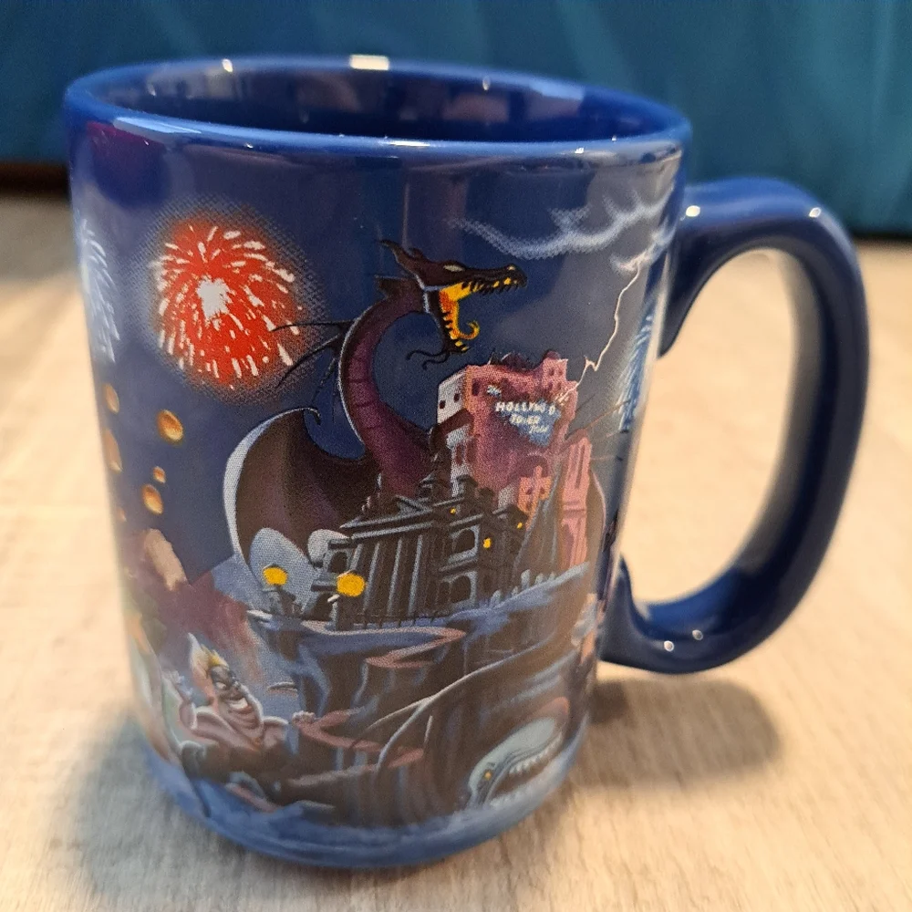 Disneyland Resort Blue Graphic Rapunzel‎ Tangled Ariel Fireworks Mug